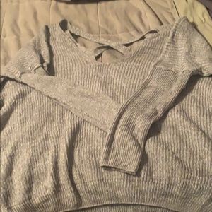 Knit criss cross back oversized sweater